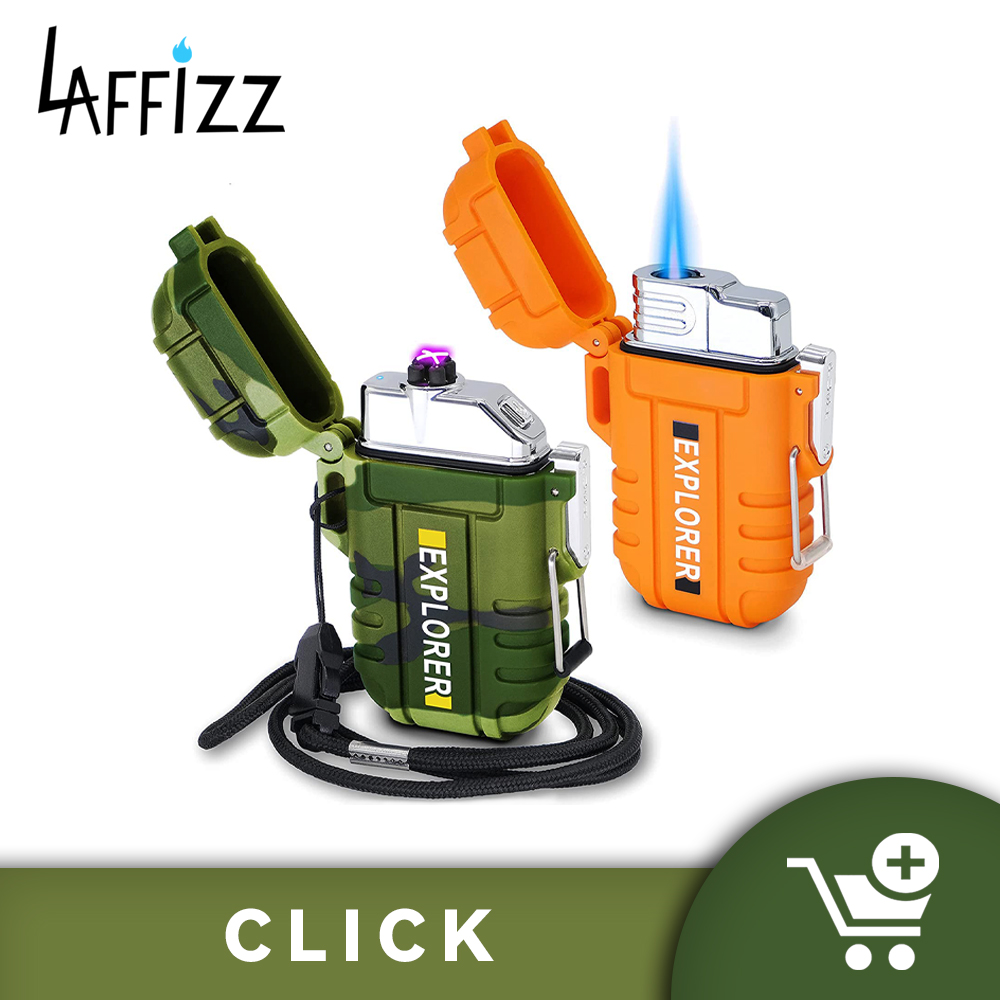 Laffizz 2 Pack Waterproof Lighter for Outdoor (Orange+Camouflage)