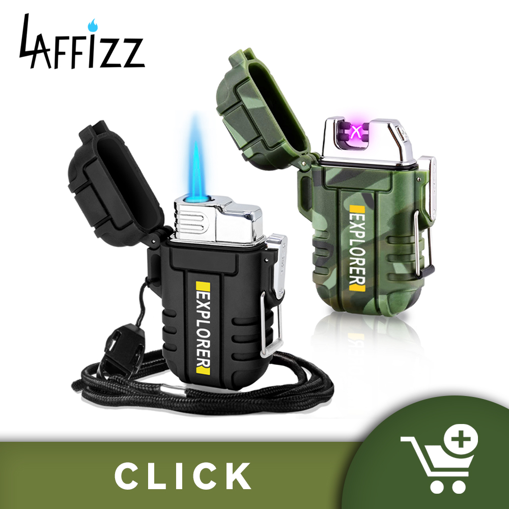 Laffizz 2 Pack Waterproof Lighter for Outdoor (Camouflage+Black)
