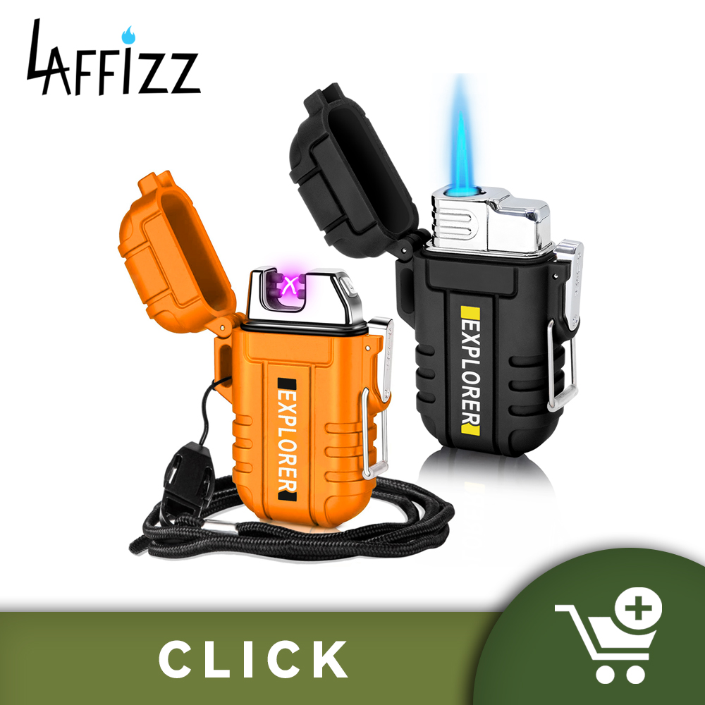 Laffizz 2 Pack Waterproof Lighter for Outdoor (Orange+Black)