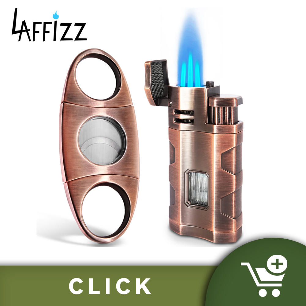 Laffizz Triple Jet Flame Butane Lighter Cigar lighter set